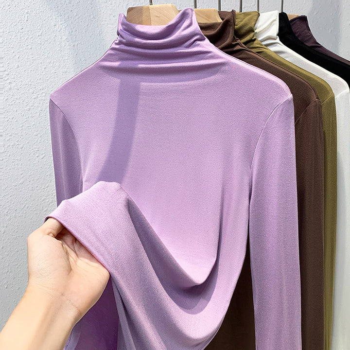 Women’s Long Sleeve Turtleneck Shirt, Ribbed and Elastic