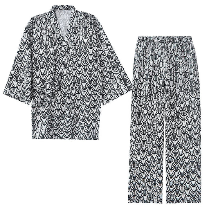 Men's kimono-style house suit made of cotton gauze