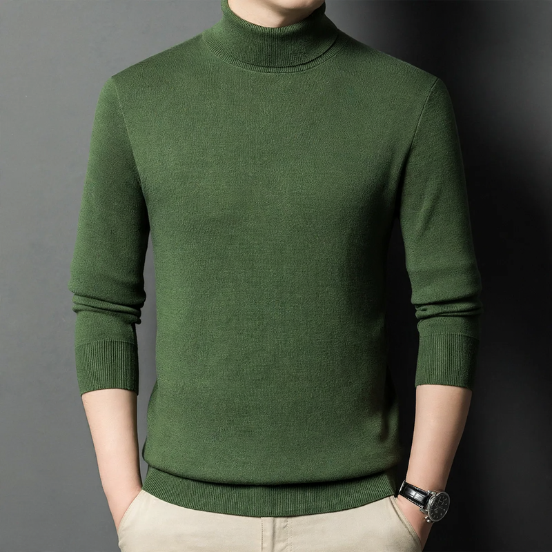 Men's wool sweater, standing collar, warm