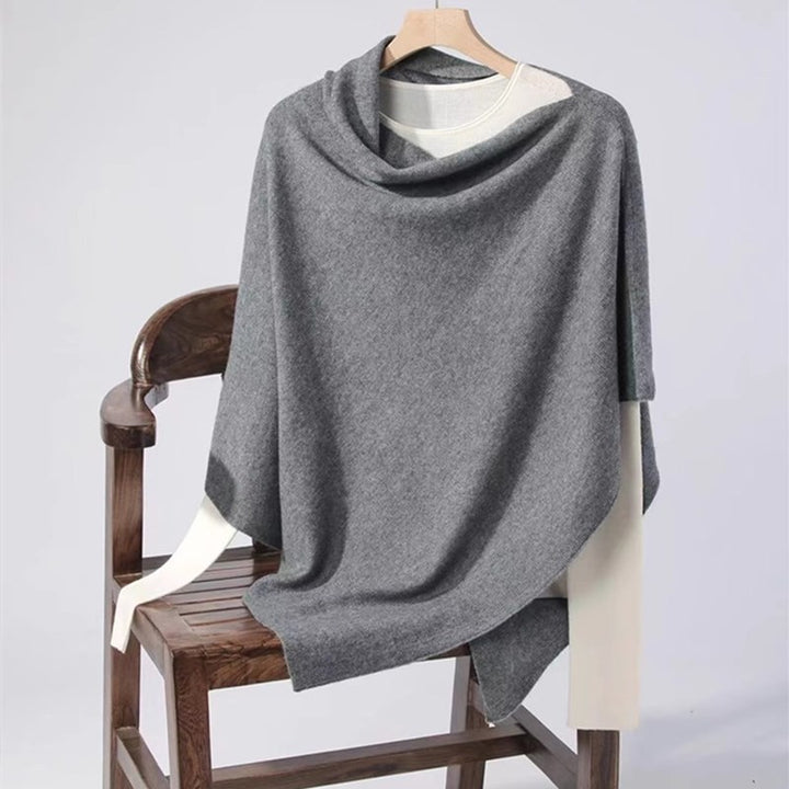 Large merino wool poncho, solid color