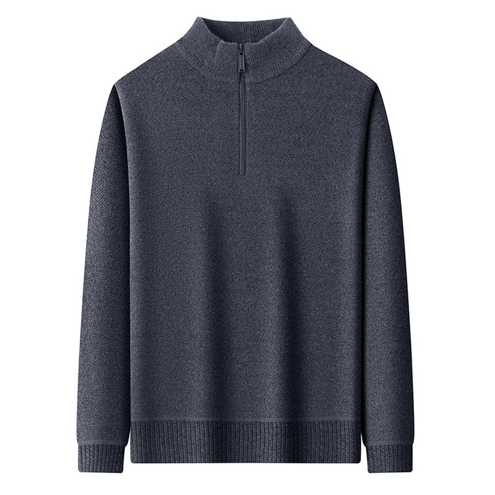 Men's pullover with zipper, lined, stand collar
