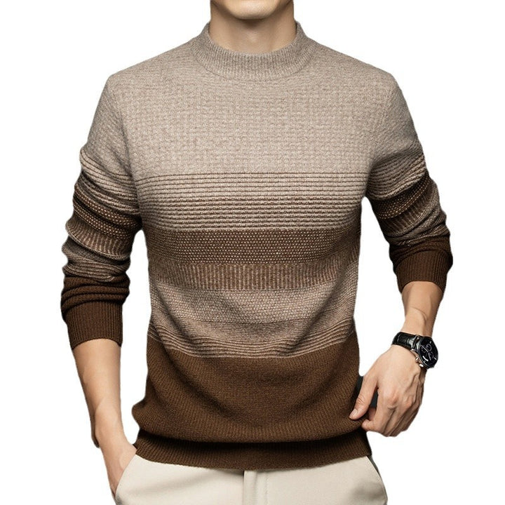 Men's Wool Sweater, Stand-Up Collar, 100% Wool, Jacquard