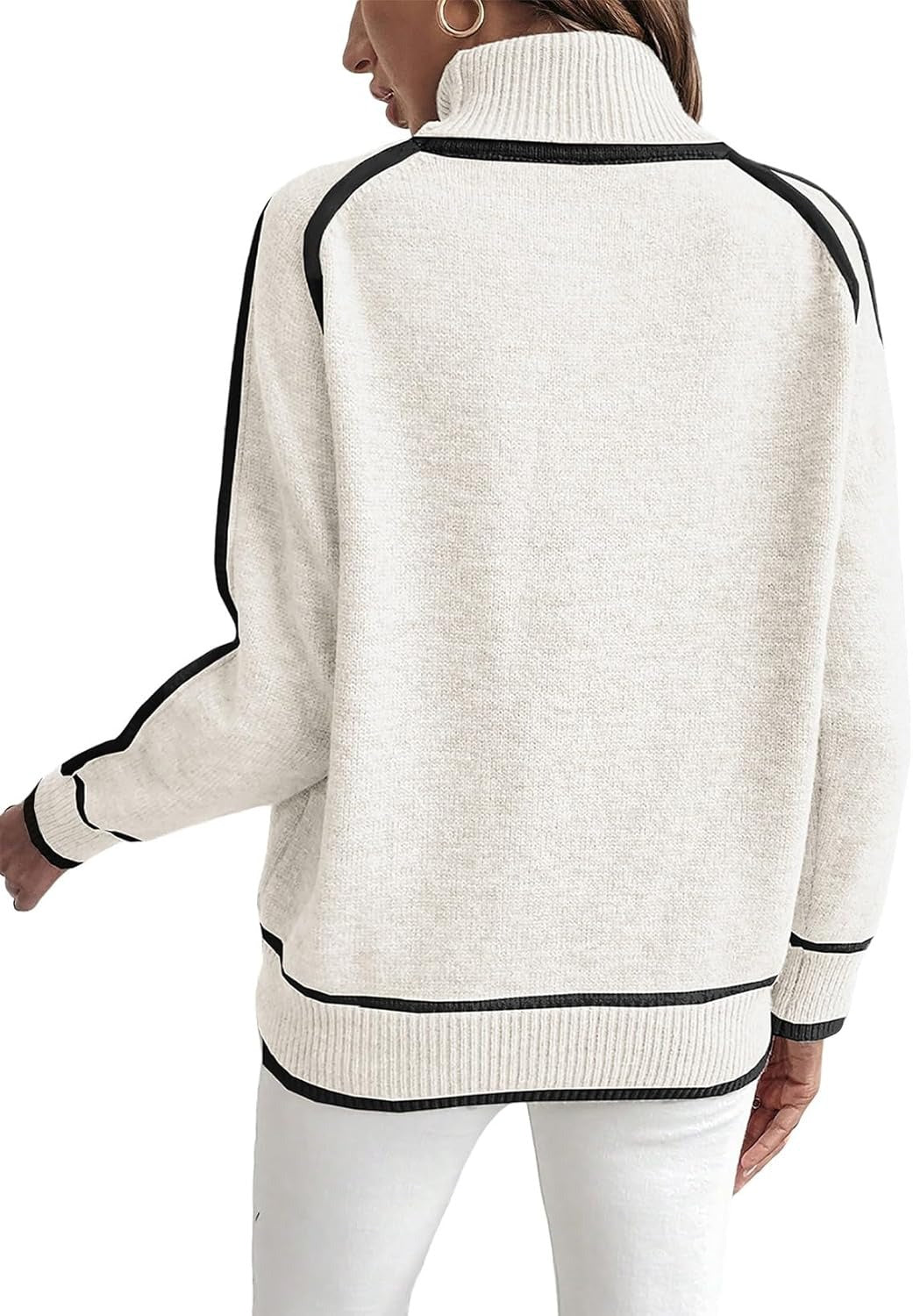 Loose women's knit sweater with high collar
