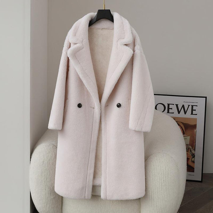 Teddy coat made of virgin wool, mid-length