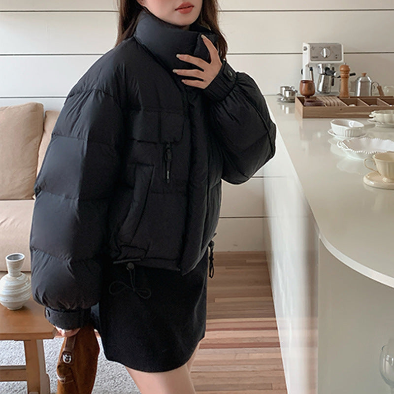 Short women's down jacket, duck down, urban style