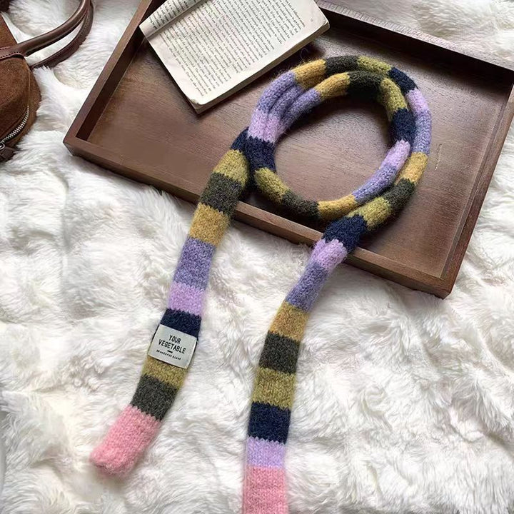 Narrow scarf with color stripes, 170x10cm