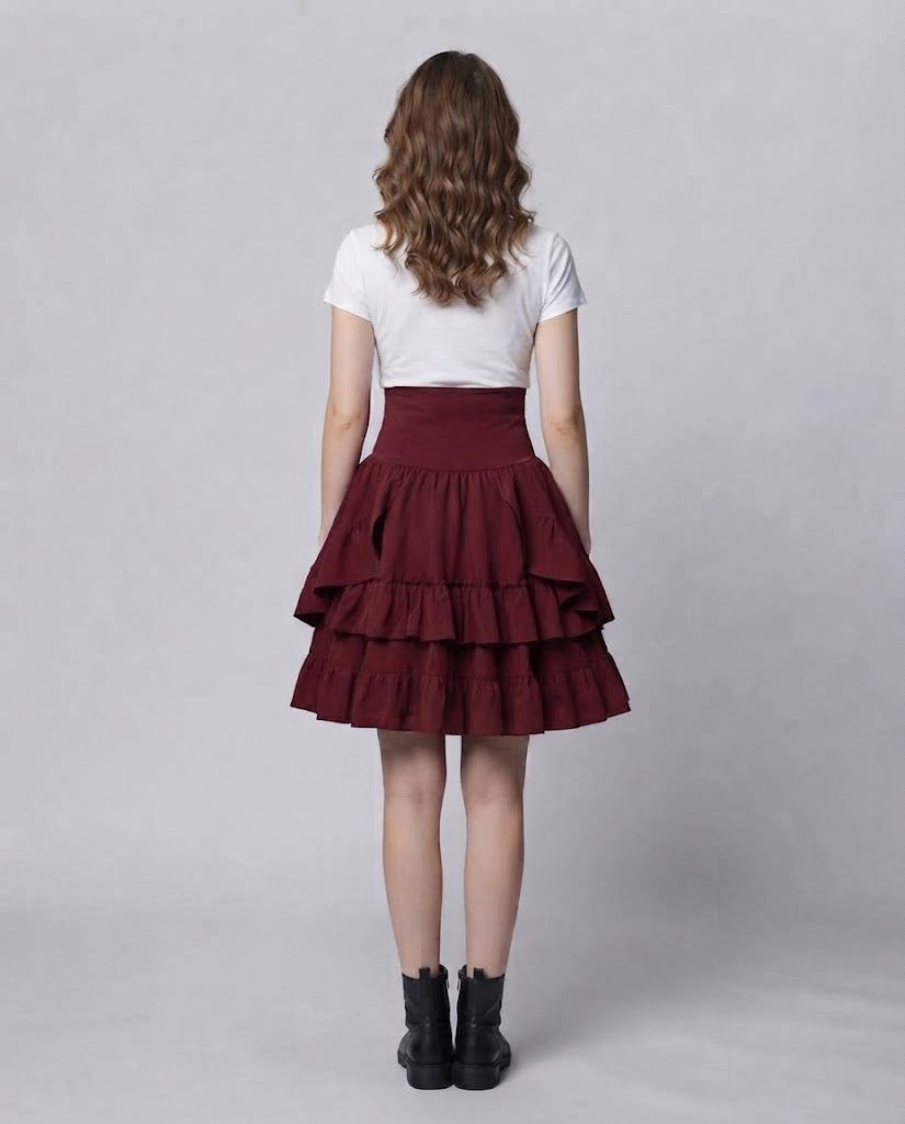 Women Sweet Ruffled Dress with Apron Design and Lacing Details Mune Fashion