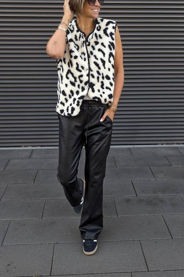 Mune | Leopard Pattern Front Opening Casual Autumn and Winter Vest Jacket