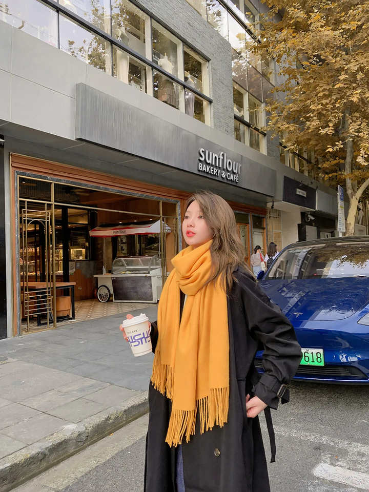 Solid color scarf in cashmere look, 70x200 cm