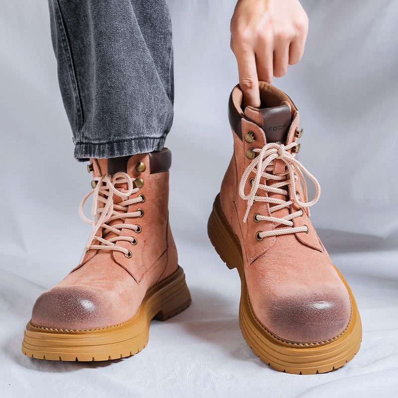 Padded men's work boots, vintage style