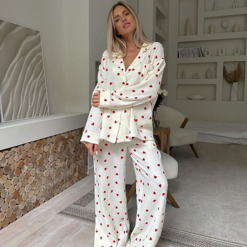 Women's Pajama Set made of Cotton with Heart Pattern