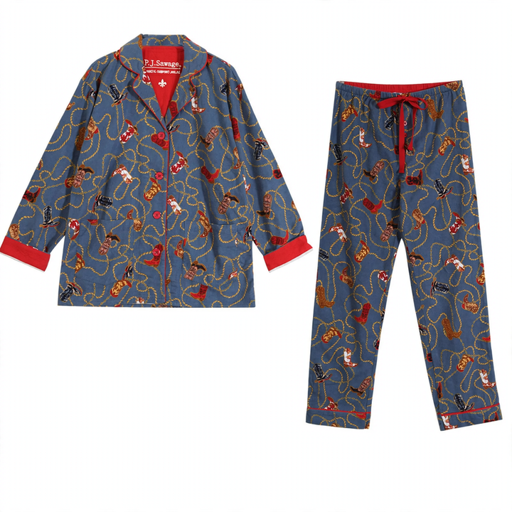 Women's pajamas, cotton, brushed on both sides, versatile