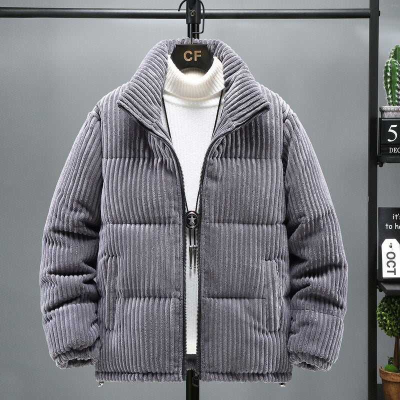 Men's Winter Jacket, Corduroy, Stand Collar, Lined