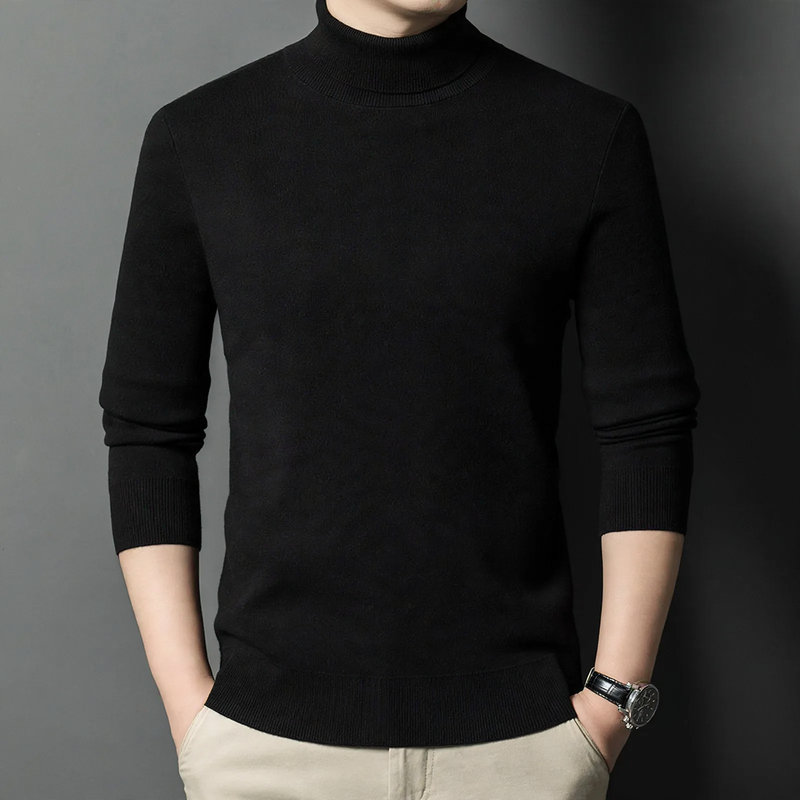 Men's wool sweater, standing collar, warm