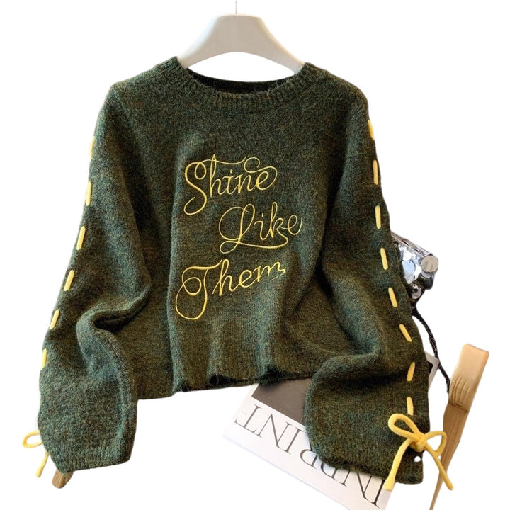 Vintage sweater with embroidery for women