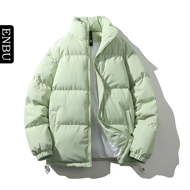 Padded men's quilted jacket with stand-up collar