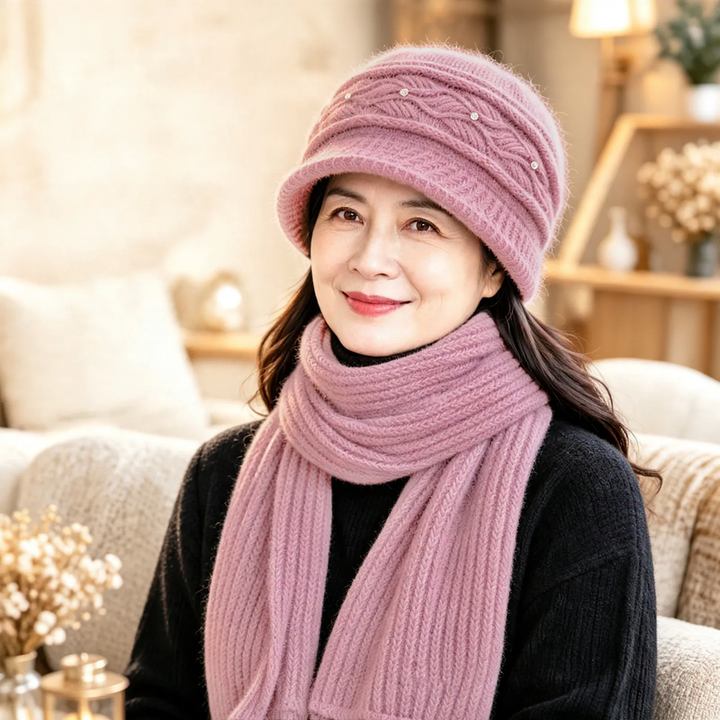 Knit Beanie and Scarf Set for Women