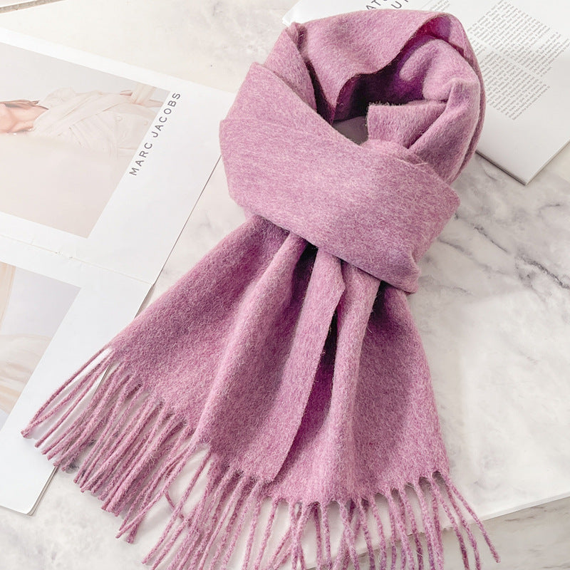 Solid color wool scarf, 188x32 cm