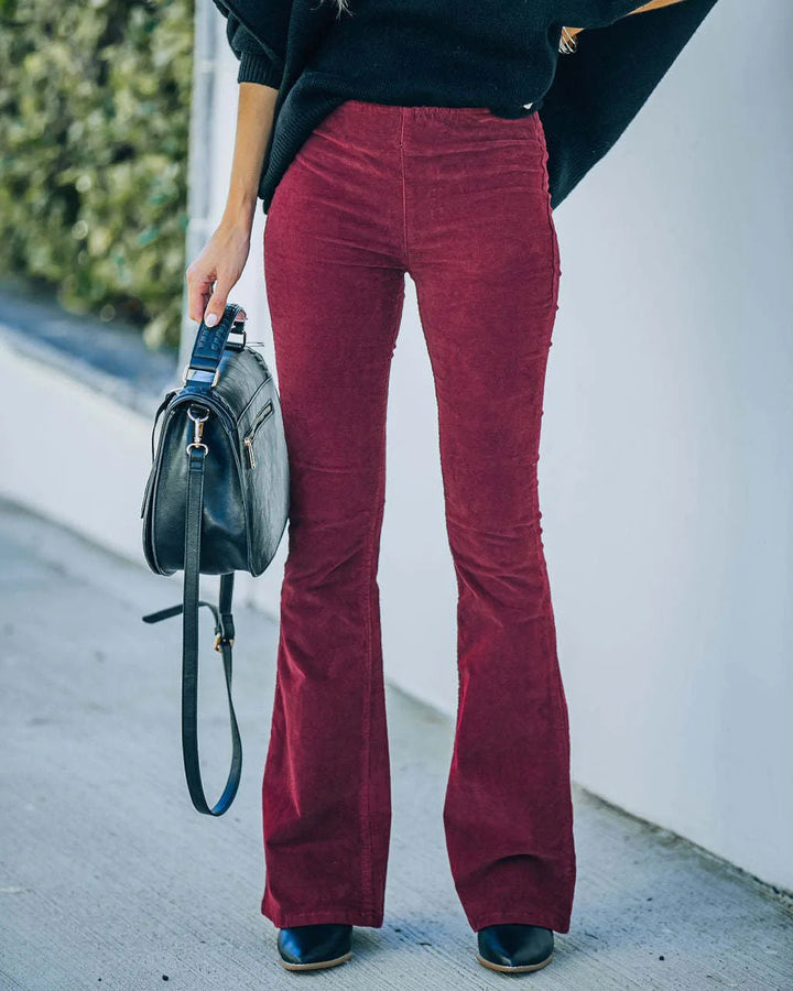 Mune Fashion Women's Corduroy Flared Pants with High Waist