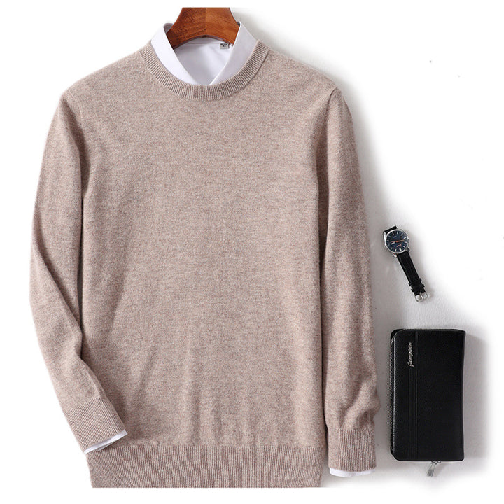 Men's wool pullover with round neck
