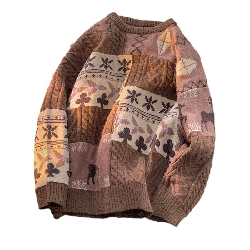 Knit pullover with round neck, vintage style