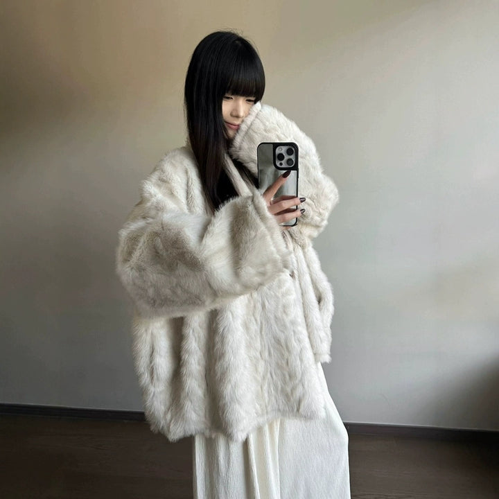 Cozy cape coat with bat sleeves