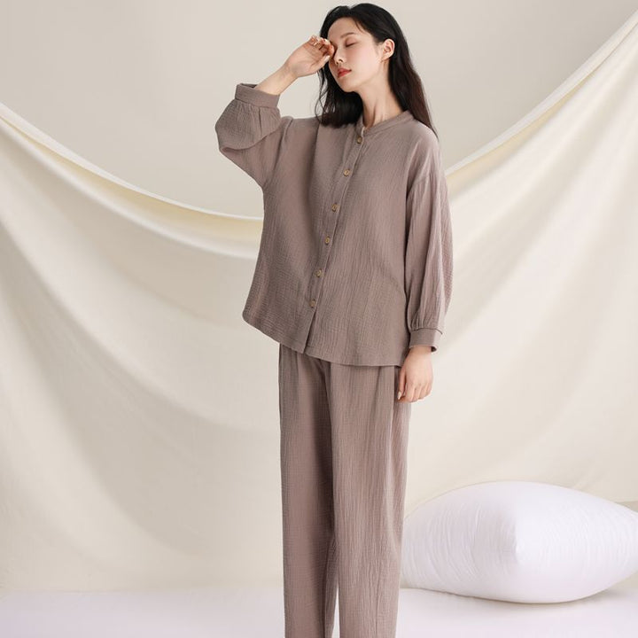 Women’s Pajama Set, Double Layer Gauze, V-Neck