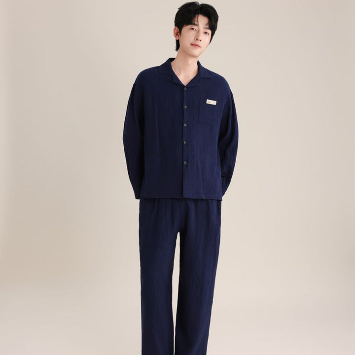 Cotton pajama set, round neck, for couples