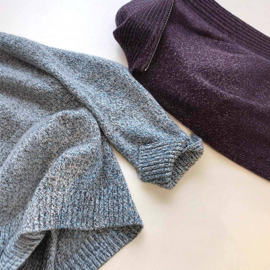 Men's Knit Sweater with Zipper and Stand-up Collar