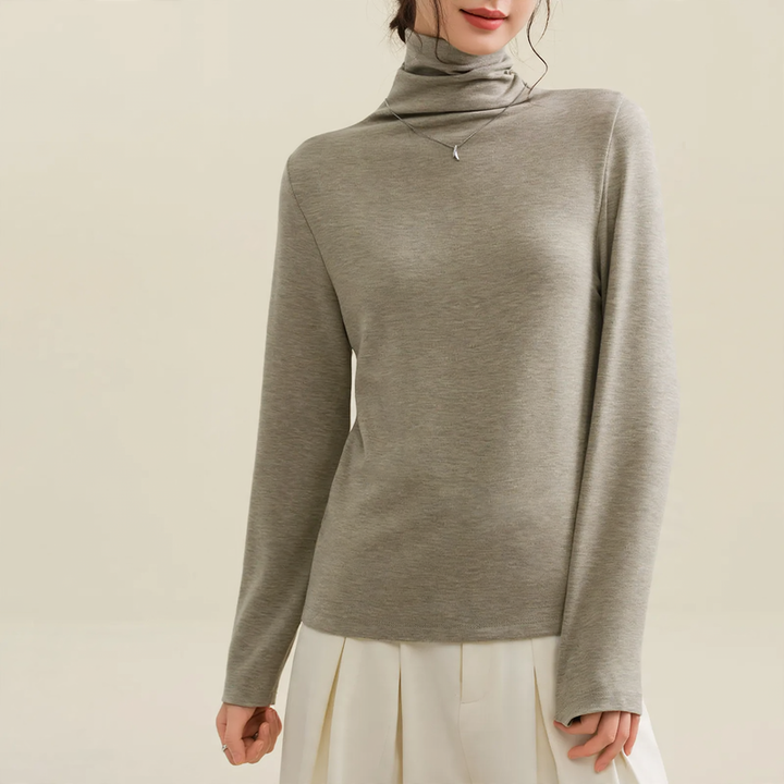 Women's Wool-Silk Sweater, lined, with stand-up collar