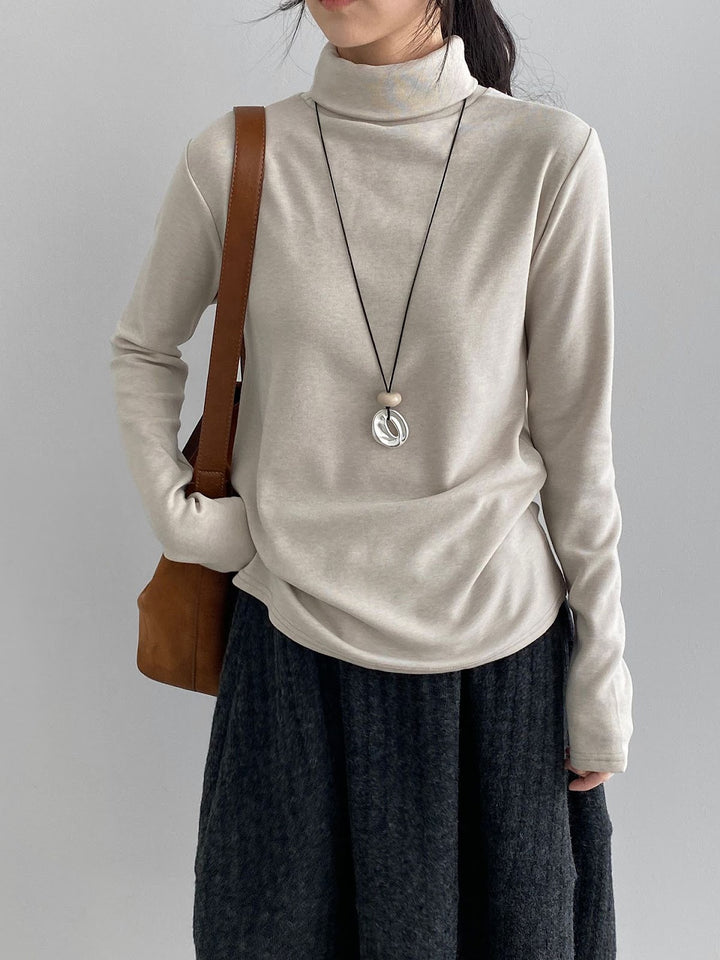Women's knitted sweater with stand-up collar, soft
