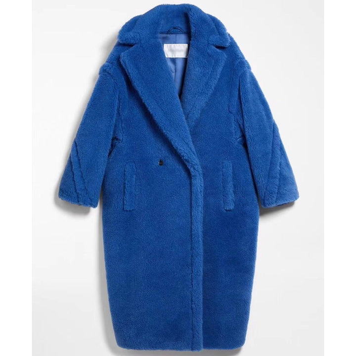 Long Teddy Coat with V-Neck