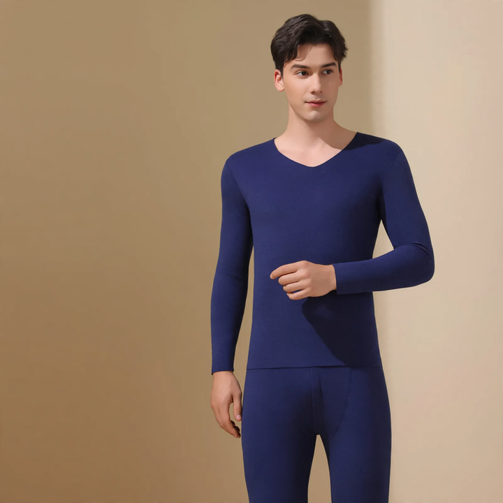 Seamless thermal underwear set with double-sided brushing