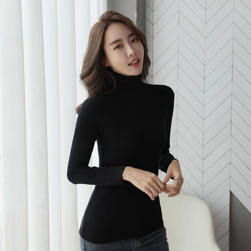 Women’s turtleneck long sleeve shirt, lined, slim fit