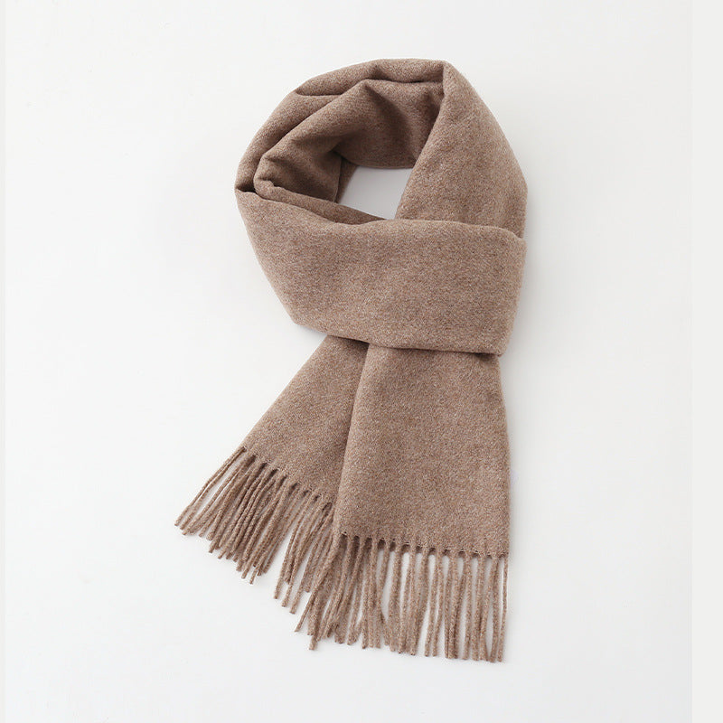 Wool scarf, checked or solid color, 170x32cm