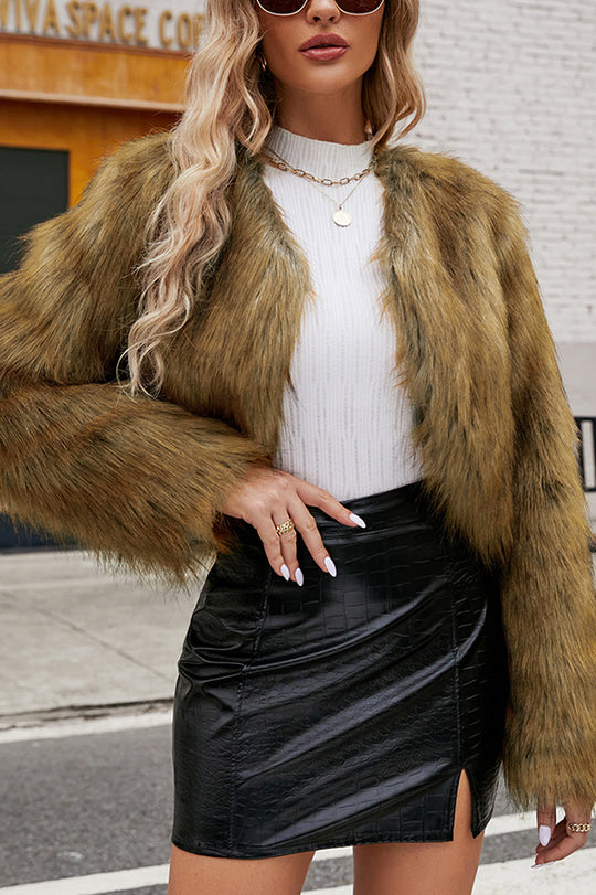 Mune | Long Sleeve Short Casual Faux Fur Jacket
