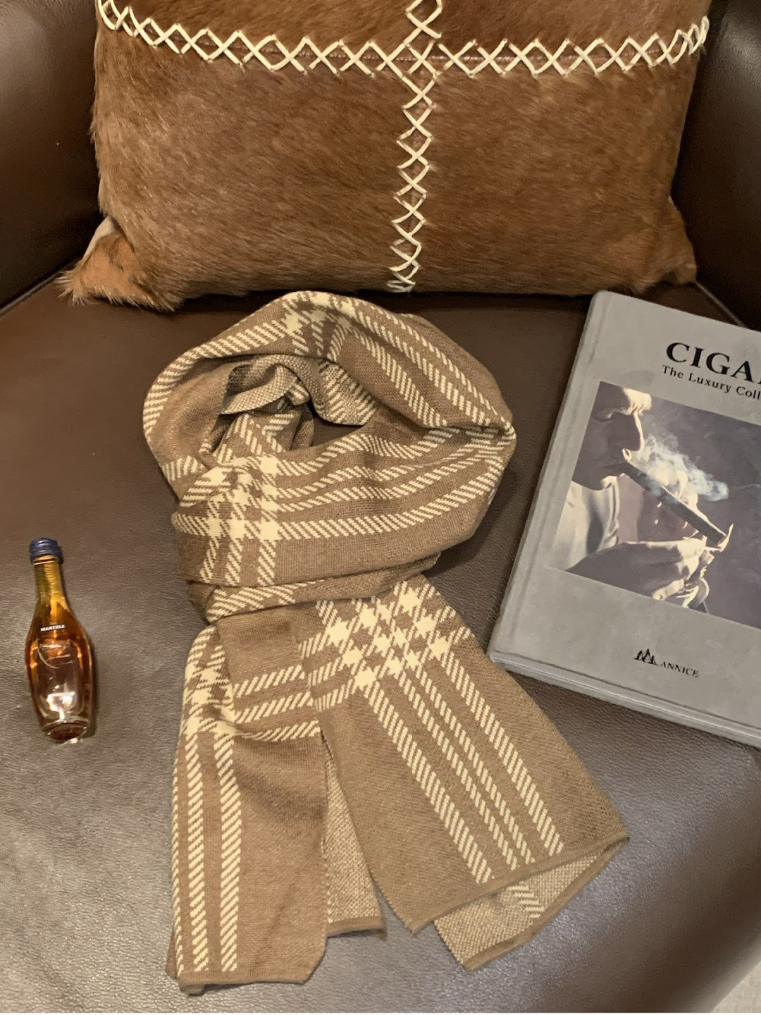 Modern knitted scarf for men, 180x30cm