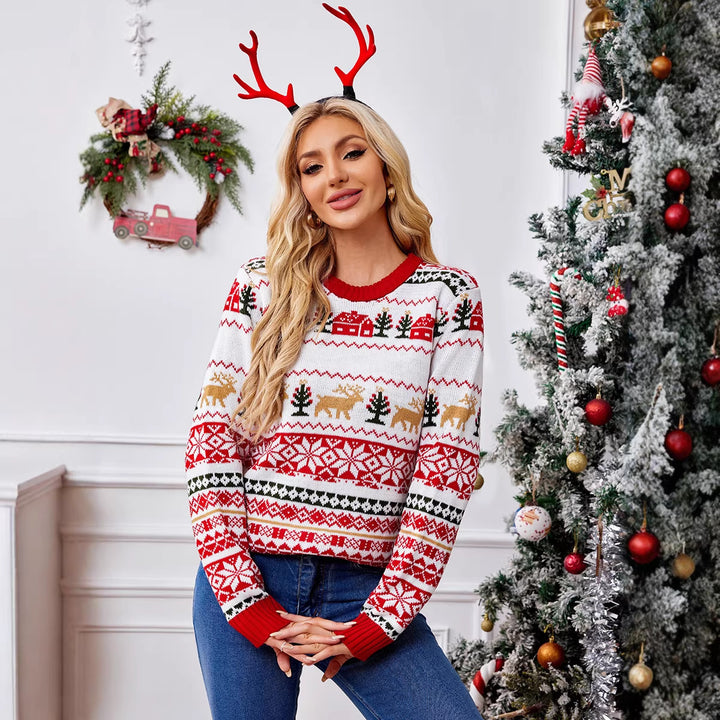 Knit sweater with reindeer motif in casual style