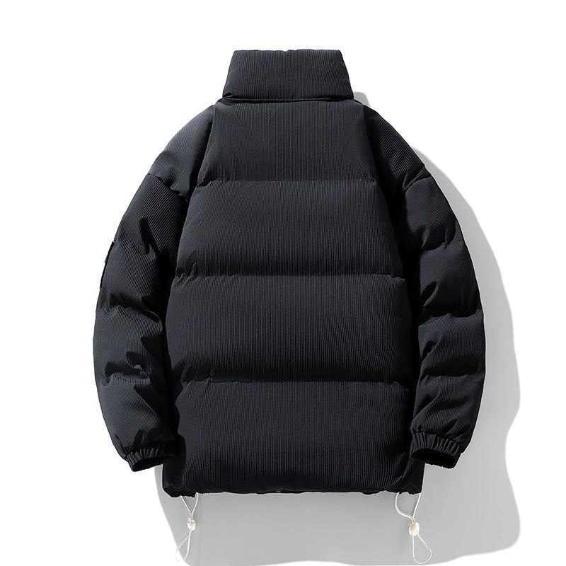 Padded men's winter jacket with stand collar, big sizes