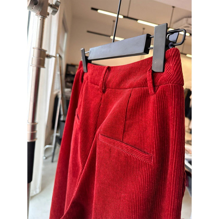 Women's corduroy pants, wide cut, straight fit