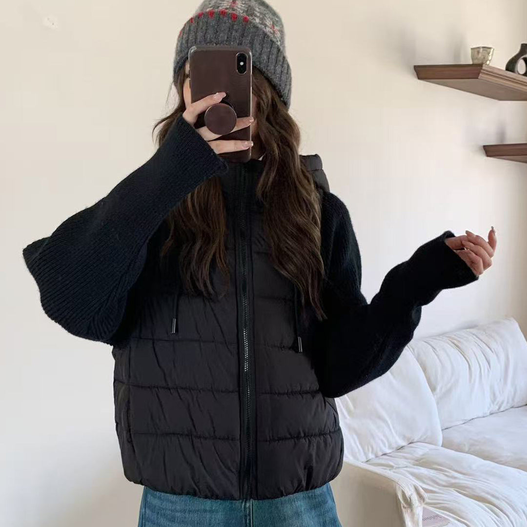 Women's quilted jacket with knit details