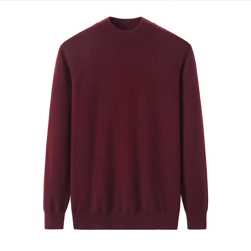 Men's cashmere sweater, stand-up collar, loose fit