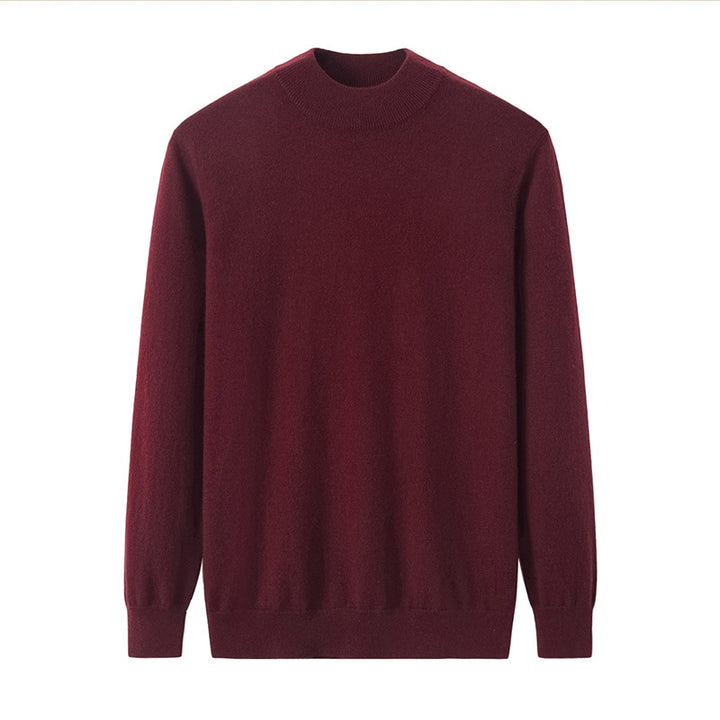 Men's cashmere sweater, stand-up collar, loose fit