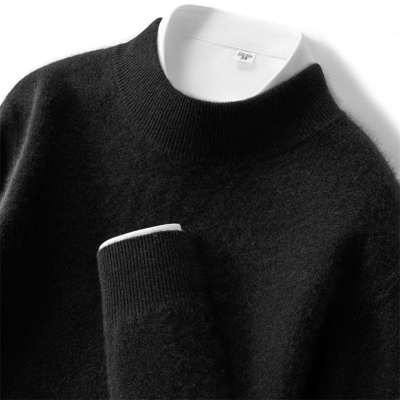 Men's cashmere sweater, 100% cashmere, stand-up collar