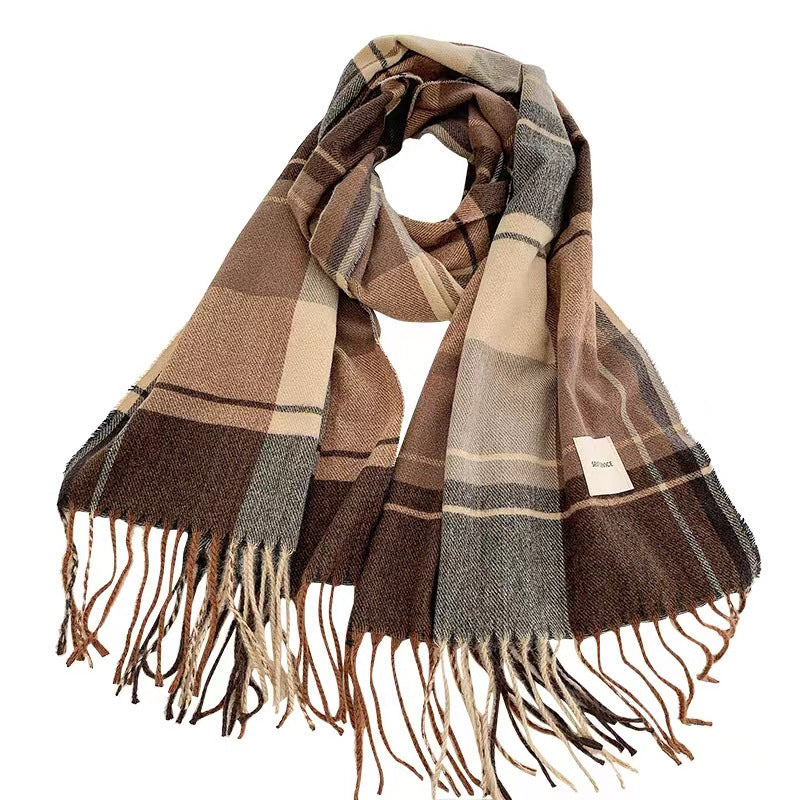 Scarf, checkered, 50x200cm, with fringes
