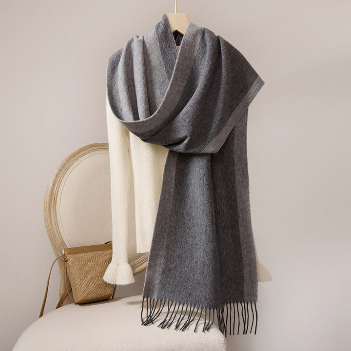 Wool scarf with fringes, 35x190cm