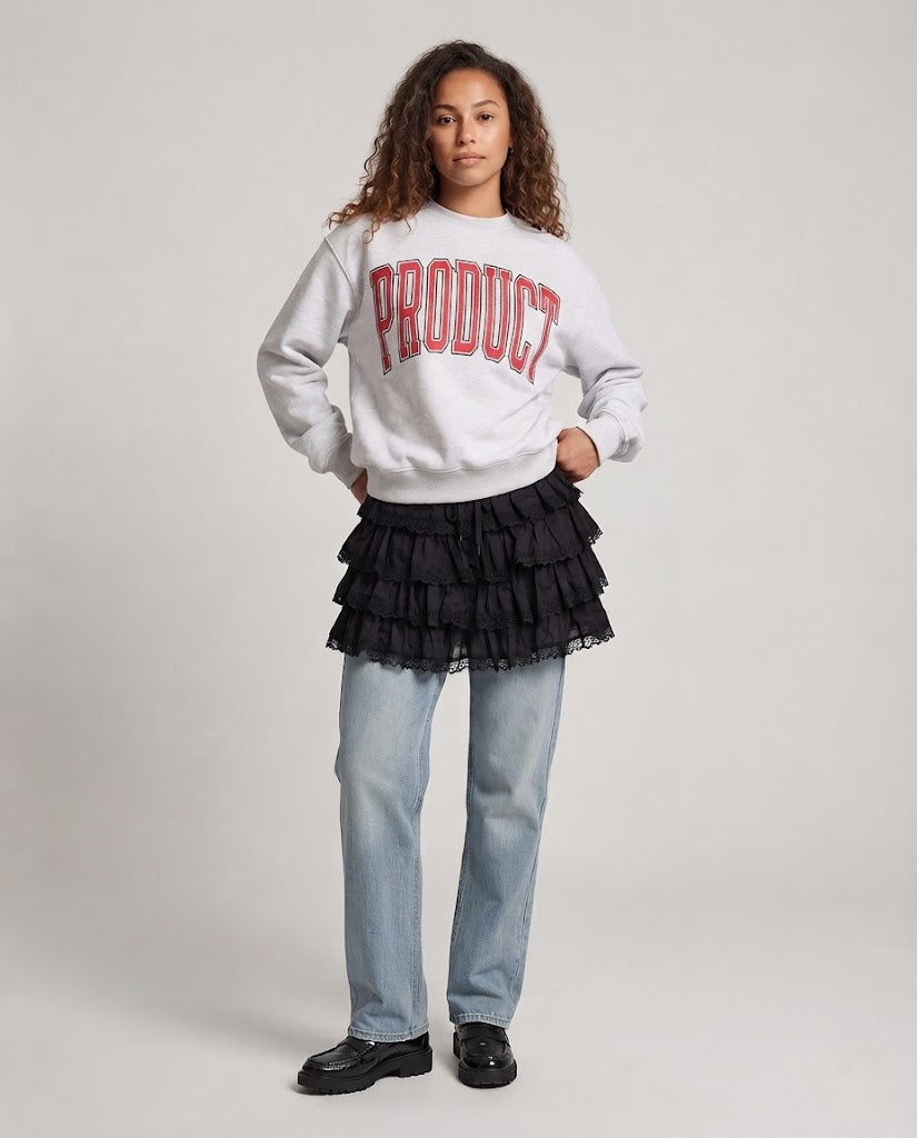 Ladies College Sweatshirt with oversized collegiate print and soft fleece Mune Fashion