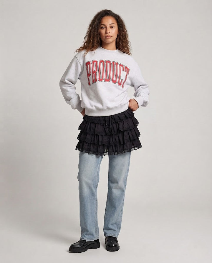 Ladies College Sweatshirt with oversized collegiate print and soft fleece Mune Fashion