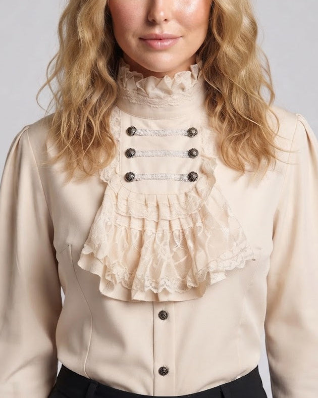 Women's Elegant Ruffle Blouse with High-Quality Lace and Tailored Cut Mune Fashion