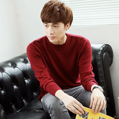 Men's knitted sweater with V-neck